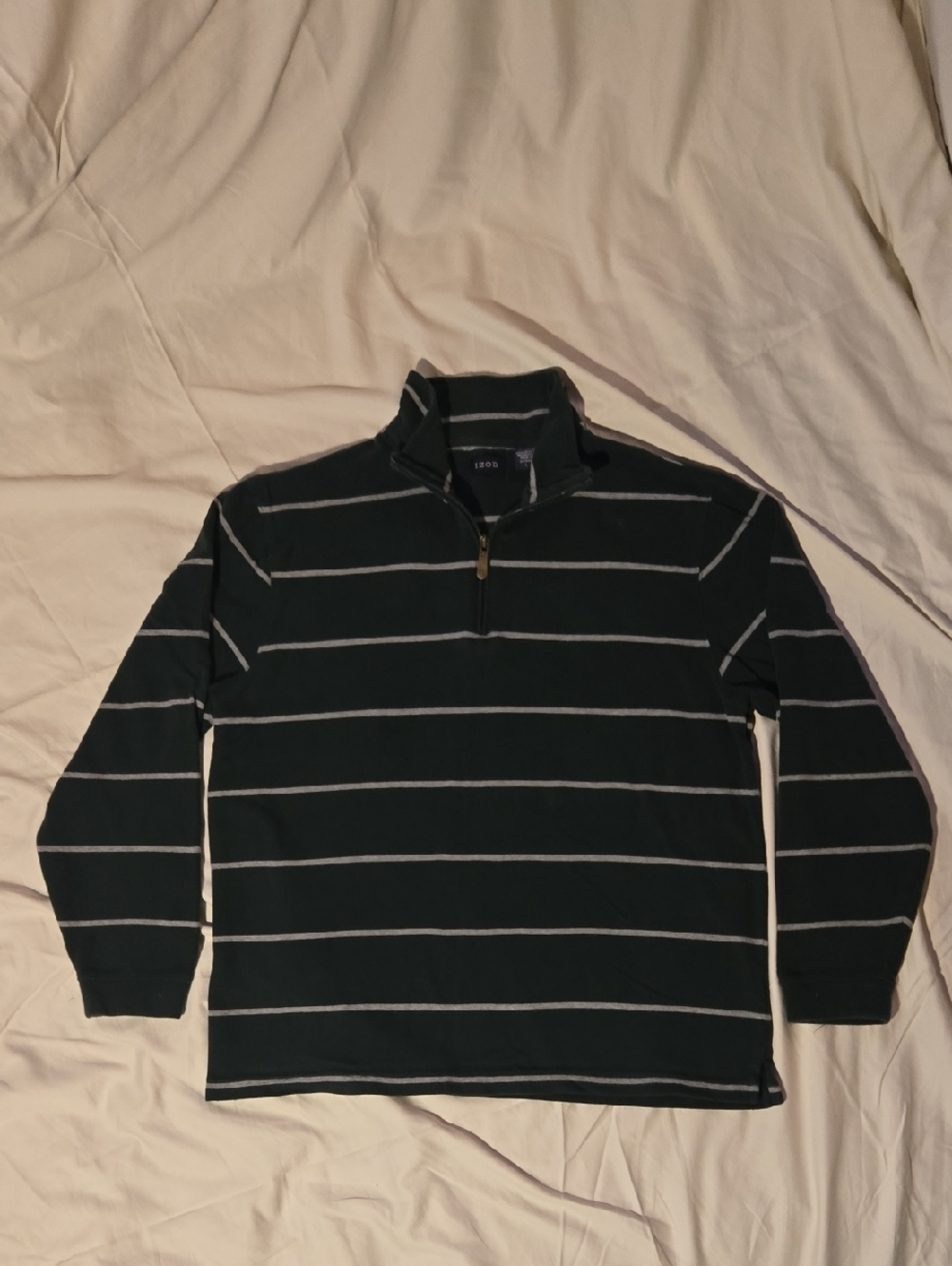 Izod Men's Navy Quarter-Zip Sweater with White Stripes